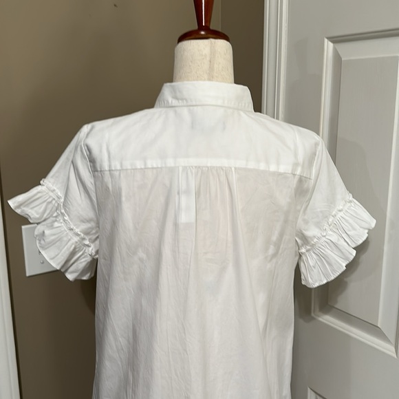 J.Crew Ruffle-hem shirtdress in white cotton poplin - Picture 7 of 10